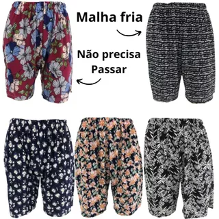 Bermuda Liganete Plus Size Senhora Malha Fria Elástico Feminina