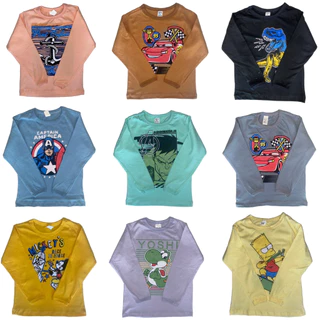 Kit 3 Camisetas Personagens Manga Longa Infantil