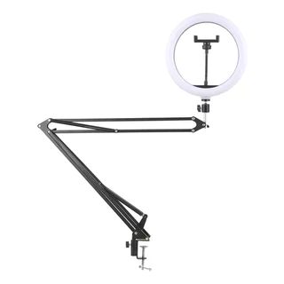 Ring Light Led Iluminador 26cm 10 Polegadas – 3 Temperaturas ou RGB + Braço Suporte Articulado Mesa