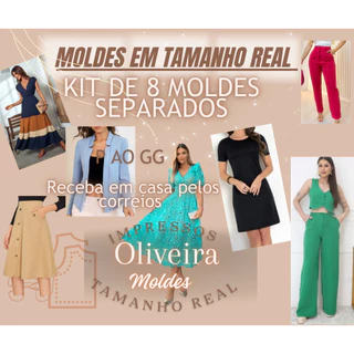 KIT 8 MOLDES TAMANHOS SEPARADOS, IMPRESSOS EM TAMANHO REAL