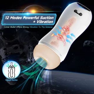 Masturbador Masculino com 12 Modos de Sucção com Voz Recarregável