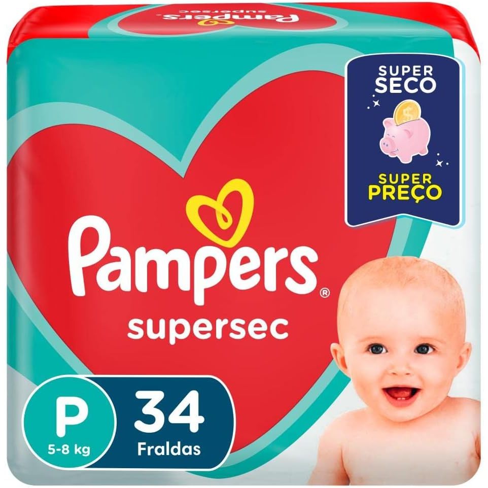 Fralda Pampers Supers Sec P 34 PAMPERS SUPERSEC | Shopee Brasil