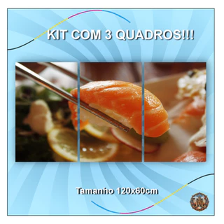 Quadro decorativo, sala, quarto, cozinha, Lanchonete, decoração, 3peças, kit, comida japonesa, sushi