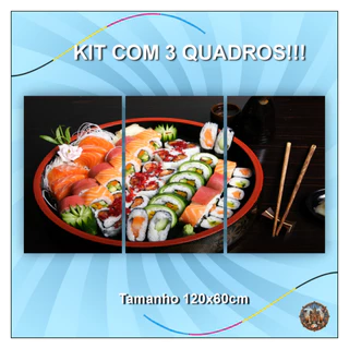 Quadro decorativo, sala, quarto, cozinha, decoração, 3peças, kit, escritório, Lanchonete, sushi.