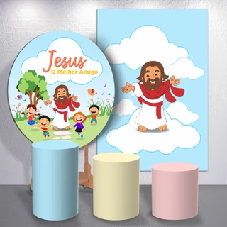 Capa De Painel De Festa Jesus Seu Amigo Capa Cilindro P M G Sublimado Decoração Evento