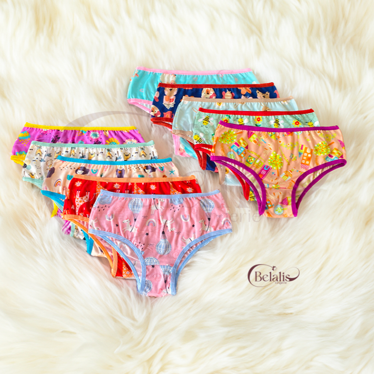 Calcinha Suede Infantil Menina Kit 10 UN 1 a 8 anos