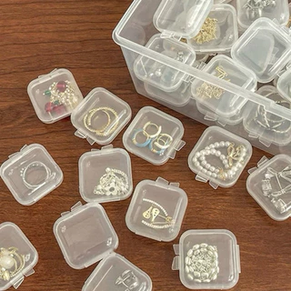 Kit com 30 ou 50 mini organizadores de bijuterias e joias transparente - caixinha para armazenamento de colares, anéis e brincos.