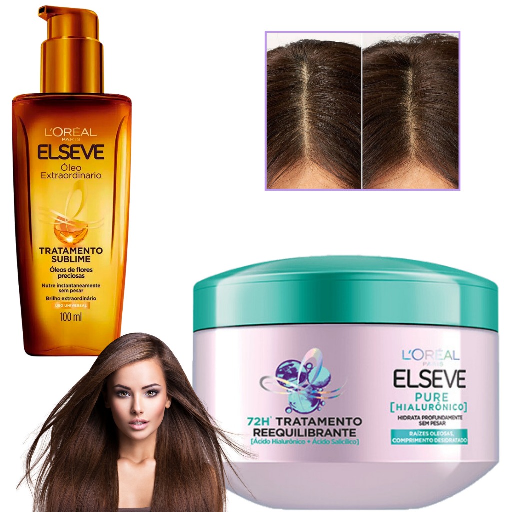 Kit Elseve Pure Hialuronico Loreal Paris Oleo Extraordinario Tratamento ...