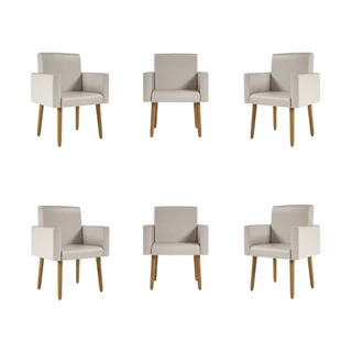 Kit 6 Poltronas Nina Decorativa Recepção Sala Oferta Courino