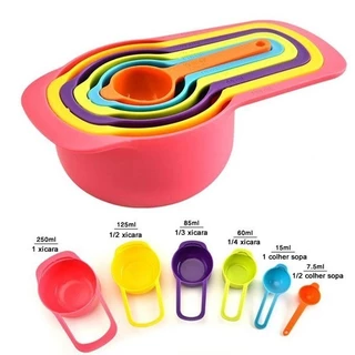 COLHER MEDIDORA Jogo de 6 Medidores de Cozinha Medidas de Xícara e Colher Receitas Culinárias- Envio Imediato