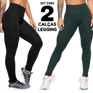 Kit 2 Calça Legging Leg Feminina Suplex Cintura Alta Fitness Academia Levanta BumBum