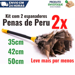 Kit 2 Espanadores de Pena de Peru 35 ,42, 50 cm Tira Pó Poeira, Penas de Peru - Leve mais por menos