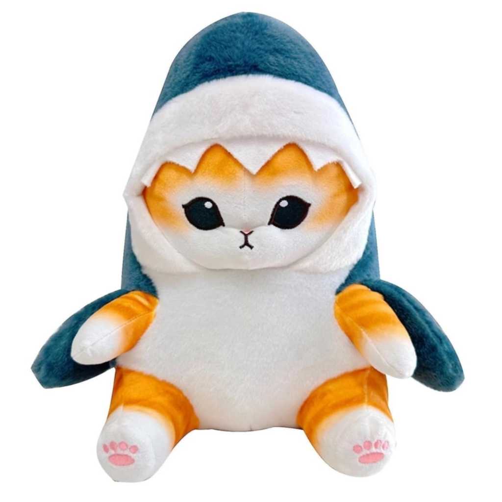 Pelúcia 25cm Gato Tubarão Gatinho Presente Antialérgico