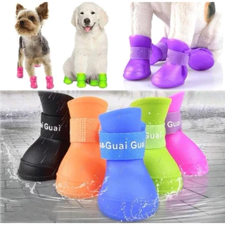 Kit 4 Bota de Borracha Protetora de Patas Patinha Botinha de Silicone Sapato À Prova D'agua Sapatinho Para Cão Cachorro Gato e Pets Desing Total