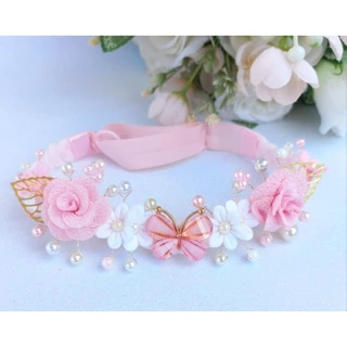 Faixinha/Faixa/Tiara/Headband Jardim encantado, Flores e Borboletas /aniversaria/foto/batizado/ menina