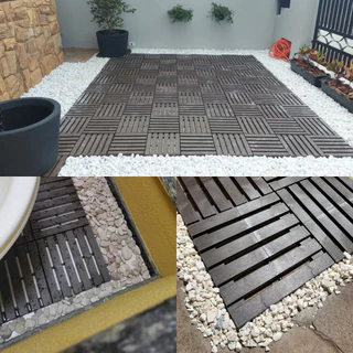 KIT 48 Deck modular medidas 30x30 textura madeira plástico encaixe modular Decks Piscina Jardim Banheiro varanda