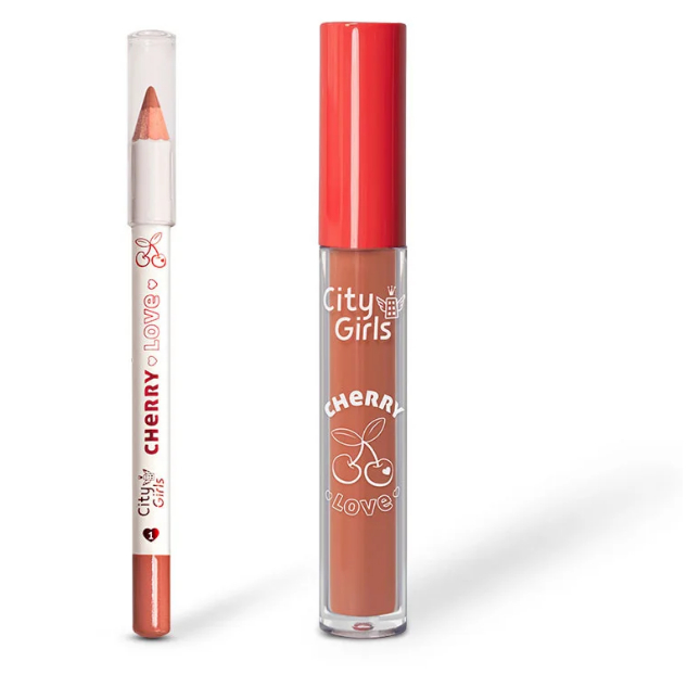 Kit Labial Cherry Love Batom + Lápis - City Girls