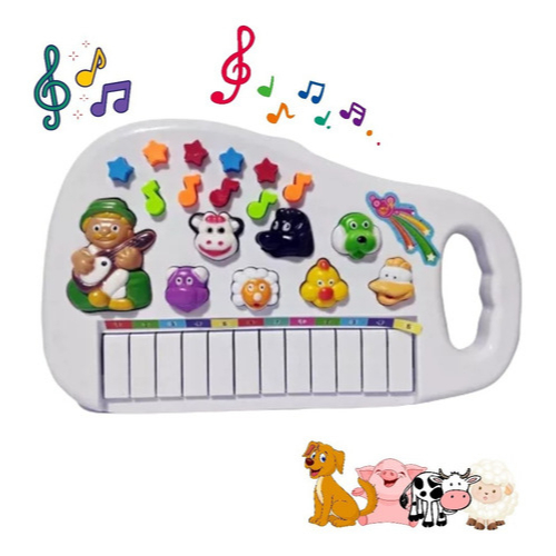 Piano Infantil Musical Teclado Com Som De Animais Fazenda