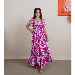 Vestido Longo Menina Juvenil Ciganinha 3 Marias Floral 10/12/14