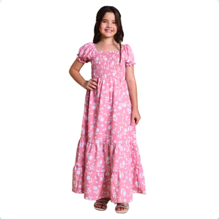 Vestido longo com manga infantil juvenil moda evangélica 10/12/14