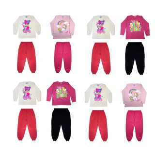 Kit 3 Conjunto Moletom Infantil Menina - Casaco e Calça c/ Punho Inverno Feminino