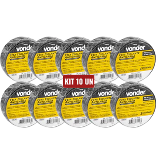 Kit Fita Isolante Antichamas 19mm x 5 metros Isolar Vonder PVC Adesivo a base de Borracha -10°C até 80°C