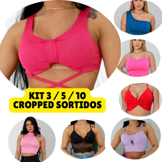 Kit Blusa Cropped Variados Modinha Tendencia Feminina