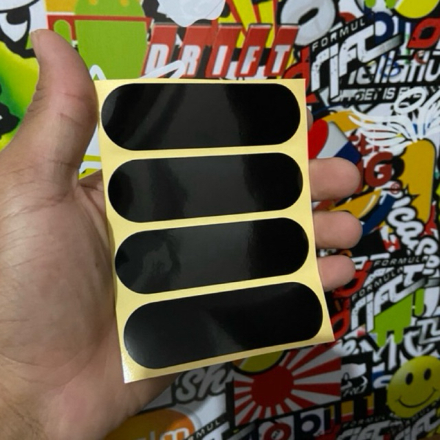 Adesivo Refletivo Cor Preta 8,5x2,5 Capacete Moto Bike