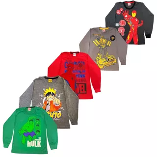 Kit 5 Camisetas Infantil Manga Longa Estampada Menino