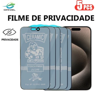 Película Kit 5 Premium Cerâmic Fosca Privacy iPhone 11 XR 12 PRO 15 14 13 X 8 7 6 Série Modelo À prova de explosão film