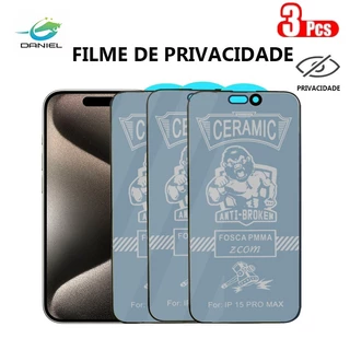 Película Kit 3 Premium Cerâmic Fosca Privacy iPhone 11 XR 12 PRO 15 14 13 X 8 7 6 Série Modelo À prova de explosão film