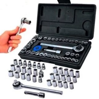 46 Peças Vermelho 40 Peças Cinzentas Preto Maleta Completa Linha Premium Kit Chaves Jogo Catraca Reversível Com Soquete