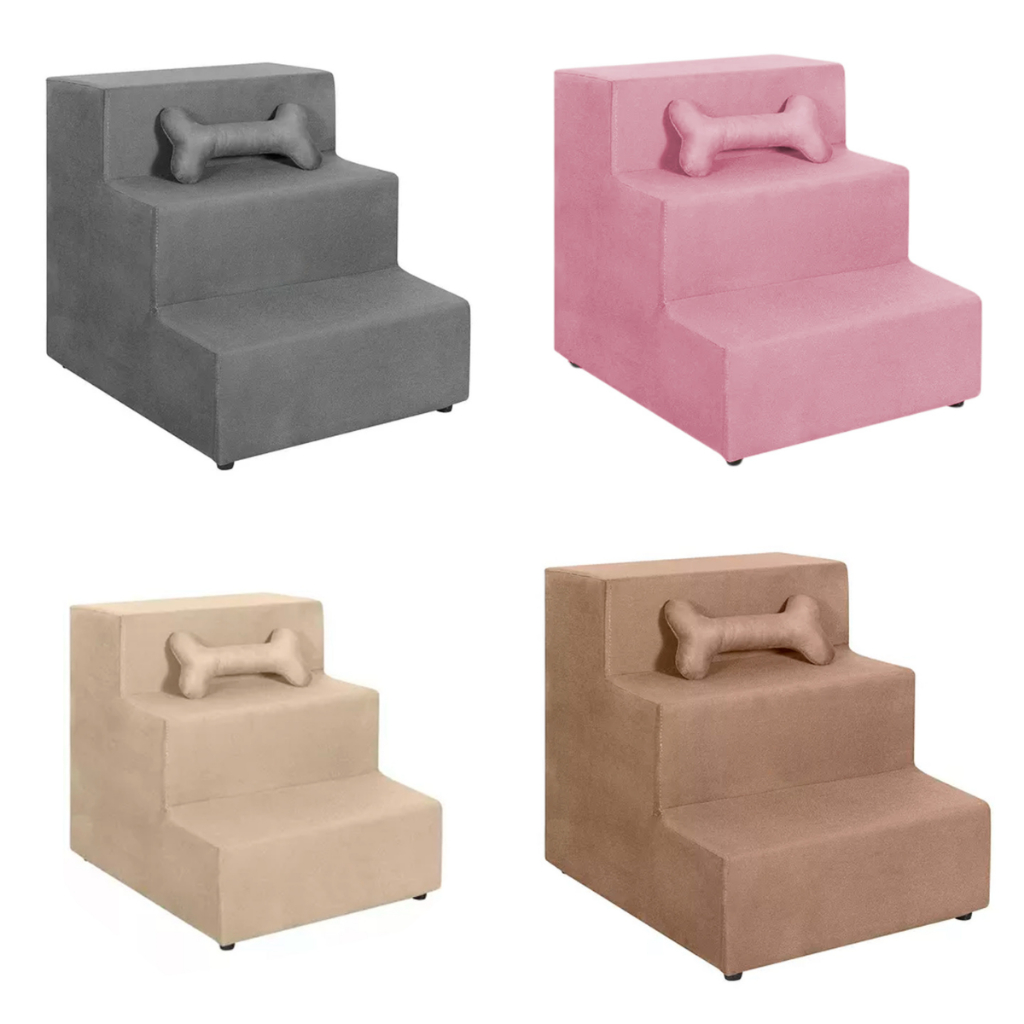 Escada Escadinha Rampa para Pet 3 Degraus Gato e Cachorro com Brinde