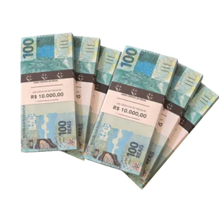 Notas Cédulas Cenográficas De 100 Reais Realista (Sem Valor Monetário) Kit 10 Unidades