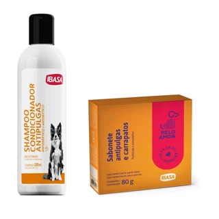 Kit Sabonete 80g Shampoo Condicionador 200ml Ibasa Antipulga