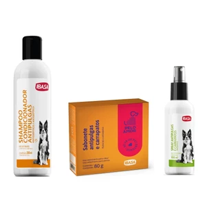Kit Antipulgas Condicionador + Sabonete + Spray - Ibasa