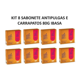 Kit 8 Sabonete Antipulgas Carrapatos Para Cães Ibasa 80g