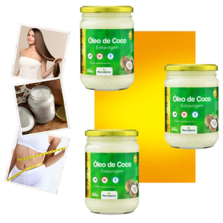 3x Óleo de coco Extravirgem -Extraído da Película do coco 500ml - Macrophyus