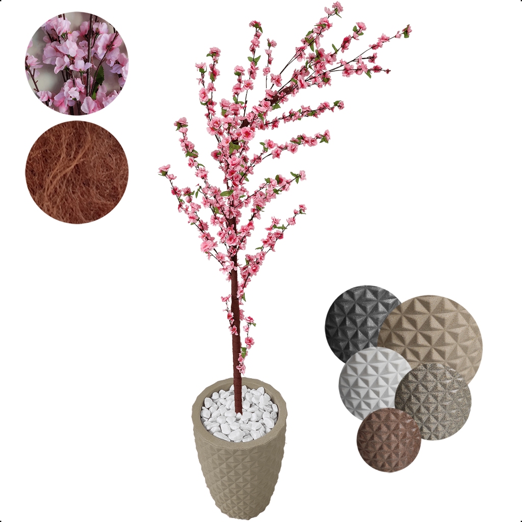 Cerejeira Árvore Curvada Rosa Bebê Artificial com Vaso Decorativo