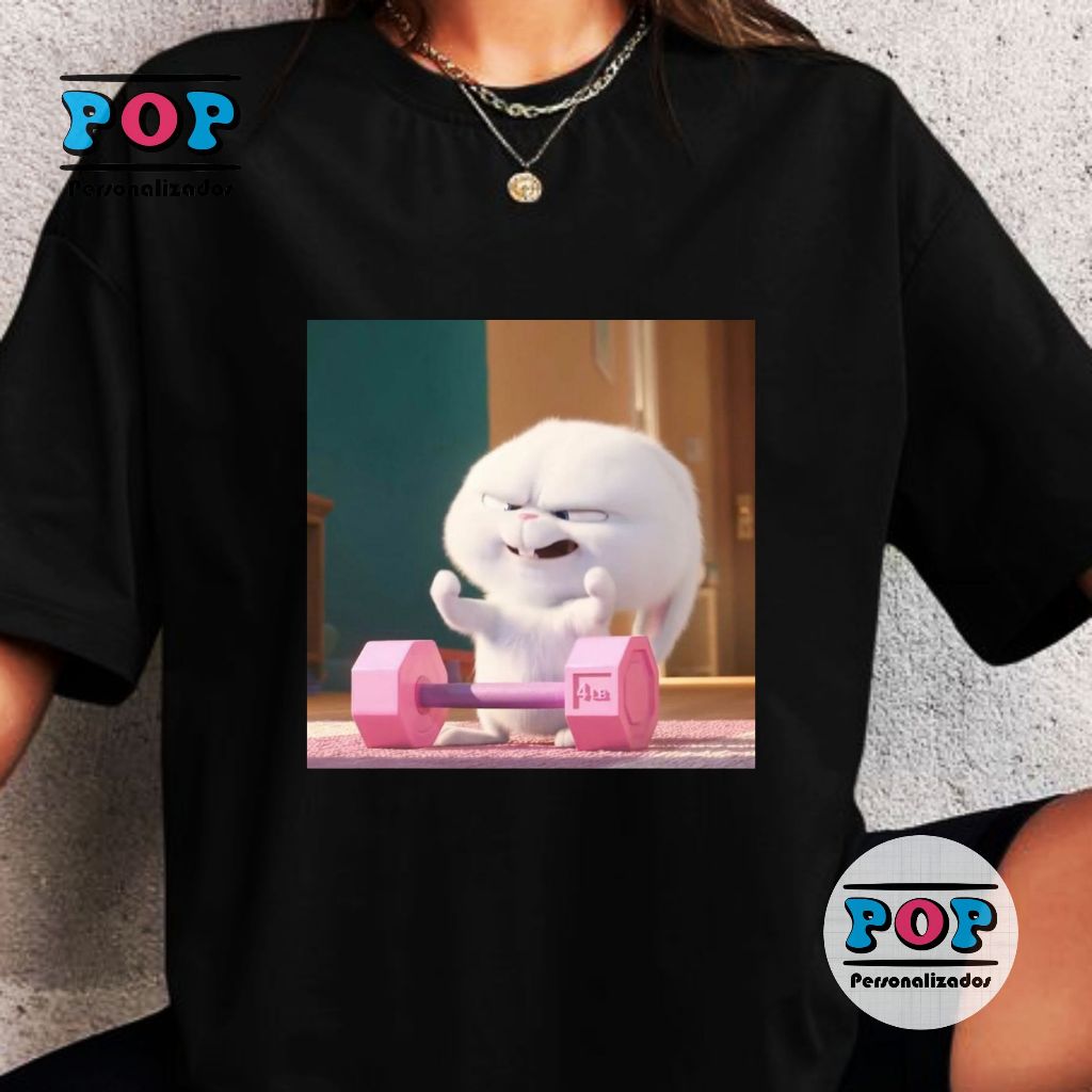 Camiseta De Treino Coelhinho Malhando Fofo Blusa Academia Feminina