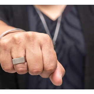 Anel Masculino Fashion Prata Anel Masculino anel bloc elegante Joias Luxo aço