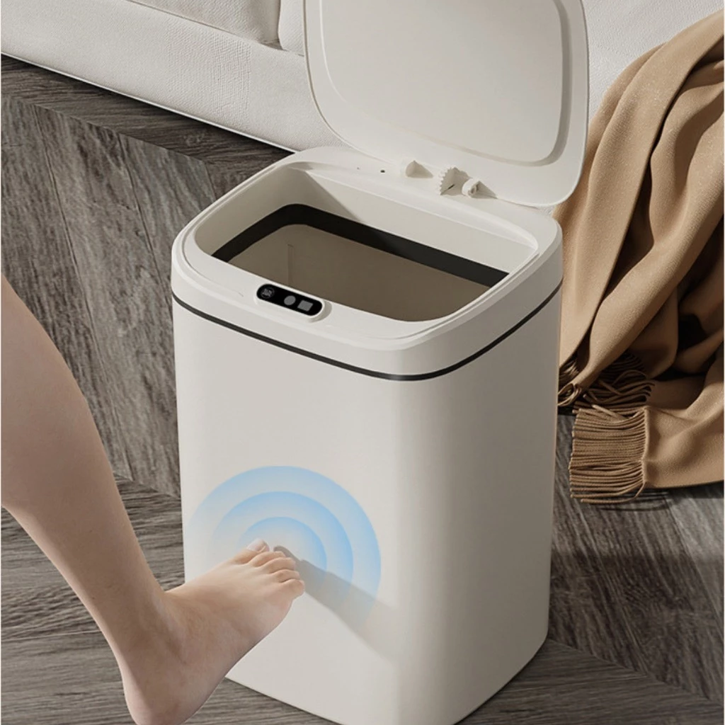 Lixeira com Sensor Automático Inteligente Abre Fácil em Toque Cesto Lixo Banheiro Cozinha Escritório 16 Litros