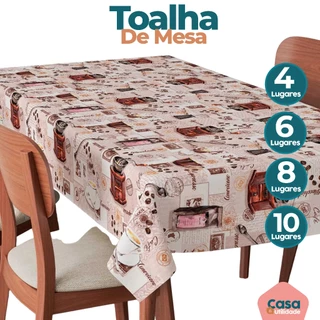 Toalha de Mesa Térmica de Plástico Para 4 6 8 e 10 Lugares Grossa Várias Estampas Decoração Cozinha