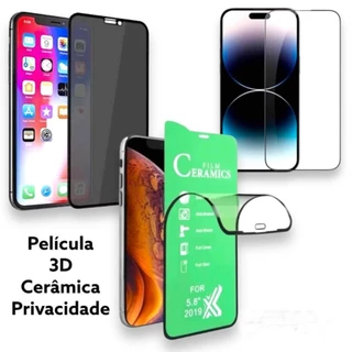 Película 3D / Cerâmica / Privacidade / Para modelos Iphone 11 12 13 14 15 16