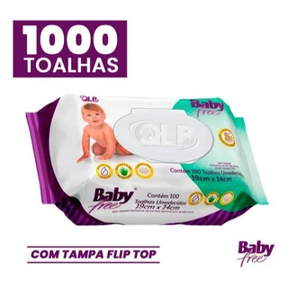 Kit 5pct ou 10pct com 100un Cada Lenço Umedecido Toalha BABY FREE