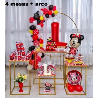Kit Cubo Festa Decoração Formatura Eventos Cubo C/ 4 Peças + Arco 1.50(Mts) - Cores: Dourado, Rose e Preto