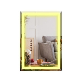 Espelho Retangular Grande Jateado 120x60cm com 3 Cores de LED Botão Touch Lapidado Luxo — foto 3 — Achou Levou Brasil