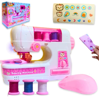 Brinquedo Mini Ateliê Menina Máquina de Costura Elétrica C/ Pano Linha E Agulha