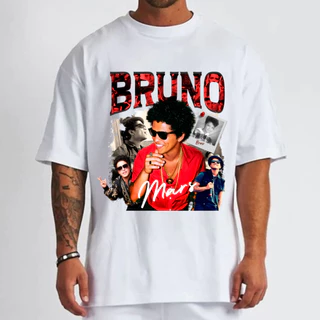 Camiseta Oversized Estampa Tour Bruno Mars Unissex Algodão Fio 30.1