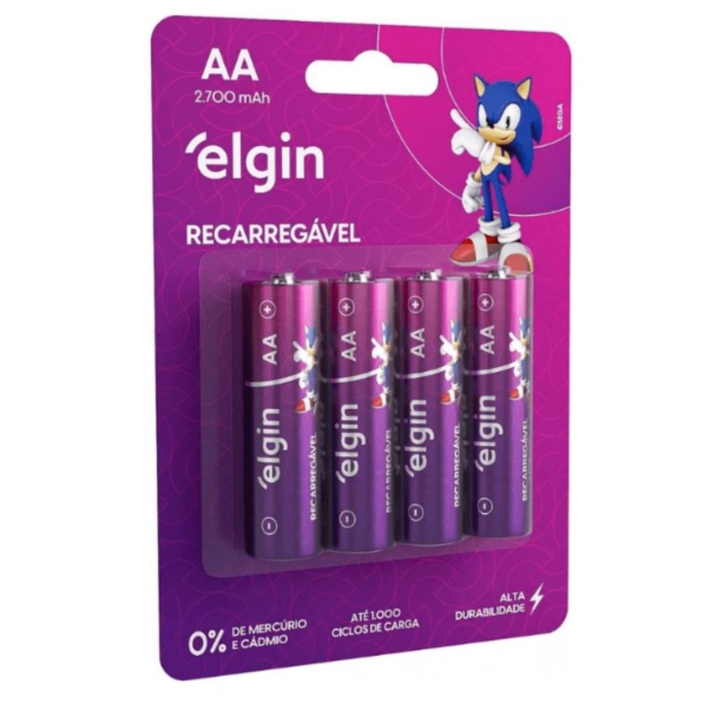 Pilha Recarregável Aa 2700mah Blister C/4 Elgin - Original